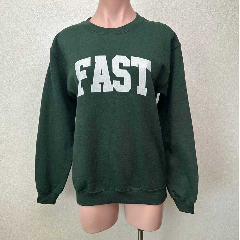 Gildan Green FAST Graphic Crewneck Sweatshirt US S